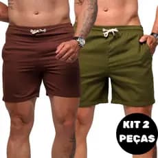 Kit Com 2 Shorts Linho Premium Masculino Mauricinho Com Bolso Casual