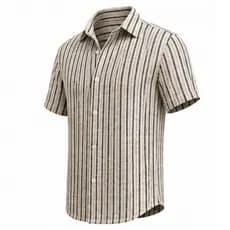 Camisa Masculina Linho Premium Listrada Slim Fit Top Qualidade Conforto Estilo Atemporal