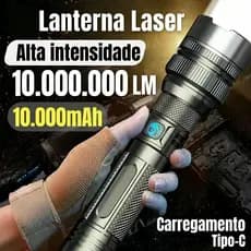 Lanterna LED Super Brilhante 1000000LM Recarregável USB-C Digital IPX8 à Prova d'Água para Camping e Emergências