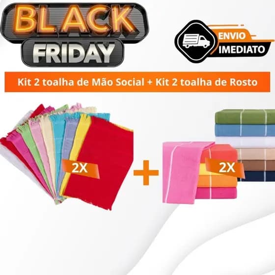 Kit 2 Toalha de Mao Social + Kit 2 Toalha de Rosto Envio Imediato