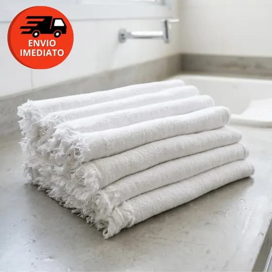 Kit Saco Alvejado Pano De Chão Duplo Resistente Grande Em Algodão Branco Limpeza Geral Faxina Pesada