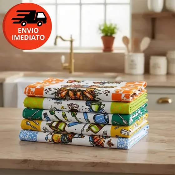 Kit Pano De Prato Guardanapo Copa Cozinha Secar Louça Atoalhado Felpudo Premium 40x60 Estampado