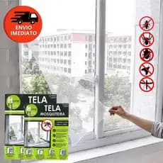Kit Tela Protetora Mosqueteiro Janela Rede Adesiva Contra Pernilongo Mosquito Insetos C/02 Ou 03 Un