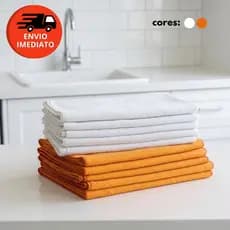 Flanela Limpeza Geral 40x60 100% Algodão Branca Ou Laranja Pano Limpar Polir Secar Lustrar
