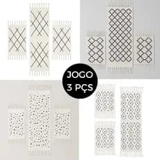 Kit 3 Tapetes Passadeira – Tear Artesanal com Estampa Boho para Ambientes