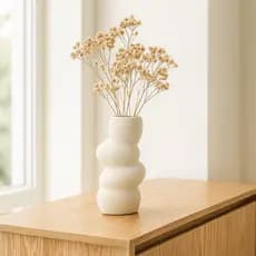 Vaso Decorativo Ondulado 18cm | Branco e Marfim Estilo Moderno e Sofisticado Flint