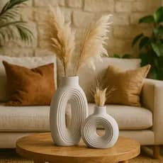 Kit Vasos Decorativos Branco Marfim 2 Peças Sala Sofisticada Kit Verona