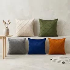 Capa de Almofada Capitone Nervuras 43CM X 43CM Estilo Decorativo Macio e Elegante para Sofá Sala