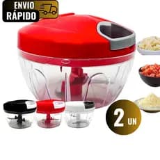 Conjunto 2 Unidades Processador de Alimentos 500 ML Tritura Alho Tempero Legume Vegetal Cebola