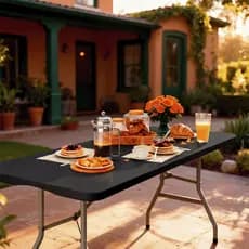 Mesa Dobrável Portátil Vira Maleta com Alça 1,80m Camping Pesca Jardim Área Externa Interna Resistente Oferta