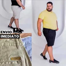 Kit 3 Bermuda Sarja Masculina Plus Size Brim Premium com Elastano