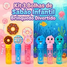 Kit 3 Bolhas de Sabão Infantil Brinquedo Divertido