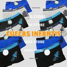 Kit 03 Cuecas Infantil Tipo Boxer Estampas Cuecas Infanto Juvenil Super Conforto Dia a Dia