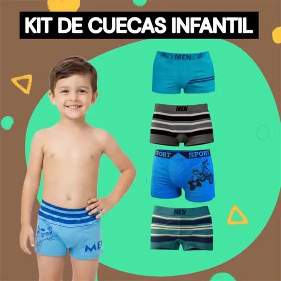 Kit 3/5/10/12 Cuecas Infantil Boxer Microfibra Cueca de Criança Estampas Sortidas Tam 02 a 10