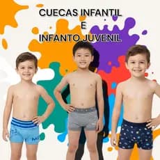 Kit 3/6/10/12 Cuecas Infanto Juvenil Tipo Boxer Crianças e Adolescentes Estampas e Cores