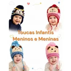 Toucas Infantil Crianças Meninos e Meninas Touca Pompom Forro Lã Quentinha Inverno