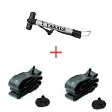 Kit Par Camara de ar 26 + Bomba De Encher Pneu De Bike Alumínio 30cm Yamada Mtb Bicicleta