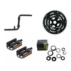 Kit Pedivela Monobloco 165mm + Coroa Tripla + Movimento Central Neco 45mm + Pedal 1/2 Fina MTB