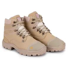 Bota feminina Nude Com Detalhes Rosa Claro Coturno Reforçado Confortável