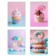 Kit 4 Placas Cupcake doceria Para Decorar  P/ Presente