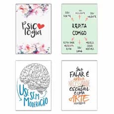 Kit 4 Placas Consultório psicológico Para Decorar Psicologia