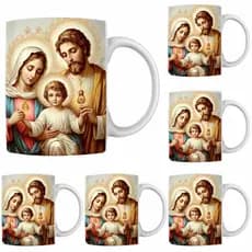 Kit Jogo De 4 Canecas Sagrada Familia Porcelana Presente