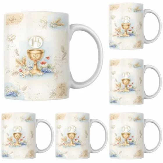 Kit Jogo De 4 Canecas Primeira comunhão Porcelana Presente