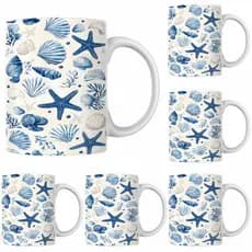 Kit Jogo De 4 Canecas Casa de Praia De Porcelana Mimo