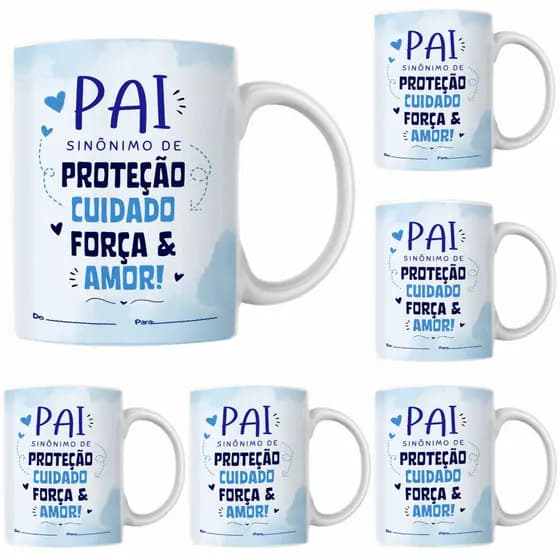 Kit Jogo De 4 Canecas Frases dia dos Pais De Porcelana