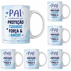 Kit Jogo De 4 Canecas Frases dia dos Pais De Porcelana