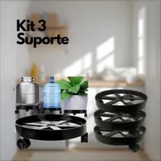 Kit 3 Suporte Botijão de Gás, Com Rodinhas Giratórias 360 Para Plantas Galão Agua - Reforçado