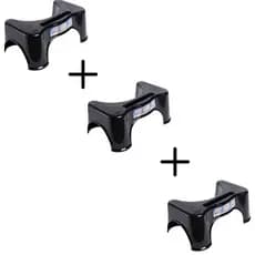 Kit 3 Bancos de Cócoras Preto Banquinho Banheiro Apoio Pés Vaso Sanitário Multifuncional