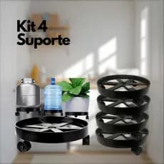 Kit 4 Suporte Botijão de Gás, Com Rodinhas Giratórias 360 Para Plantas Galão Agua - Reforçado