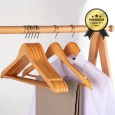 Cabide Madeira Premium Marfim Verniz Kit 30 ou 36 Peças Loja Boutique Guarda-Roupa