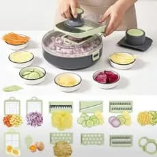 Fatiador Redondo Ralador Cortador Legumes com 15 Peças 7 Lâminas Vegetais Multifuncional com Peneira