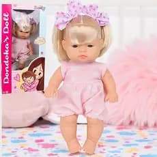 Boneca Bebê Realista 100% Vinil 33cm Cabelo com Lacinho Nova Toys  Boneca Infantil Dondoka’s Doll