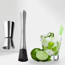 Kit Bartender Macerador Socador de Bebidas com Dosador Duplo 30/60ml Drinks Coquetéis Acessórios Bar