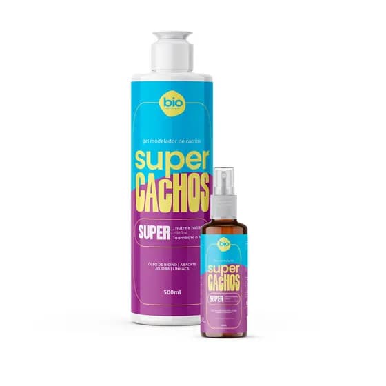 Gel Modelador de Cachos 500ml Super Cachos + Oleo Super Cachos 60ml - Biovegetais