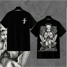 LANÇAMENTO: Camiseta "Anjo BLESSED" - 30.1 Algodão, Estampa Elegante e Visual Imponente