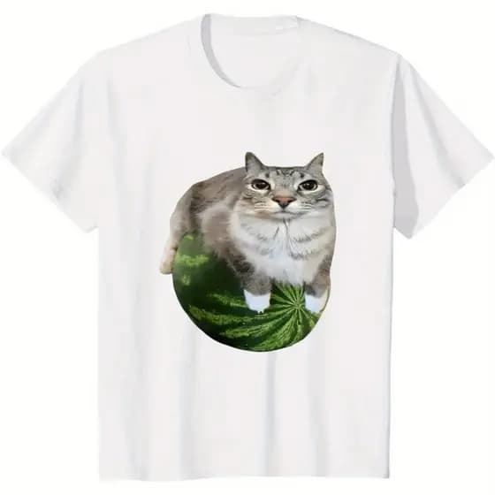 Camiseta Gato Melancia Camisa Blusa Unissex Masculino Feminino 100% Algodão Top Premium Street wear Plus Size