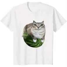 Camiseta Gato Melancia Camisa Blusa Unissex Masculino Feminino 100% Algodão Top Premium Street wear Plus Size