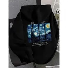 Moletom Van Gogh A Noite Estrelada Blusa de Frio Canguru Com Capuz Unissex Algodão Premium