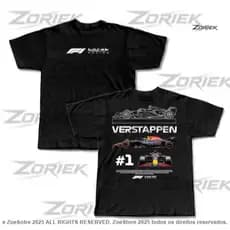 Camiseta F1 Verstappen Two cars 2025 Red Bull Racing #1 Fórmula 1 100% Algodão unissex