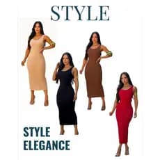 Vestido Feminino Colado Midi Elegante Anarruga  Alça Larga Canelado Gringa Colado Tendência Blogueira  Costa Nuas