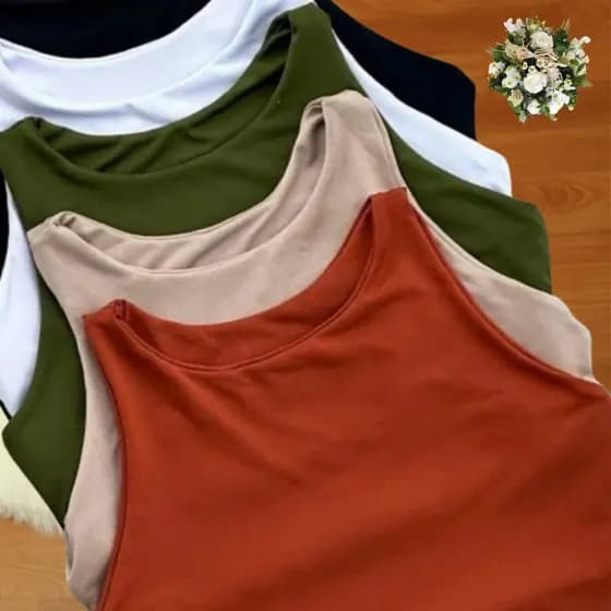 1 Regata Blusinha Feminina Suplex Duplo Básica Elegante Blogueira Tendencia