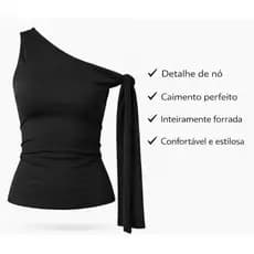 Blusa Com Amarração na Lareral  Estilosa Nula Manga  um Ombro só Croped Assimetrica Tecido Duplo Regata Ombro a Ombro