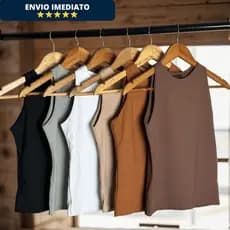 1 Regata Blusinha Feminina Suplex Duplo Básica Elegante Moda Tendencia