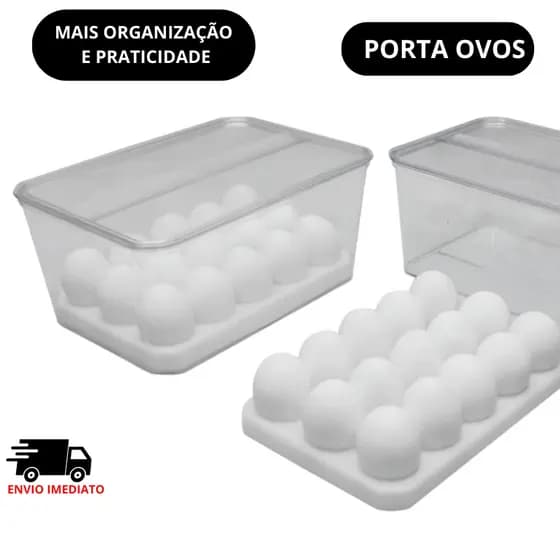 Porta Ovos 30un com Tampa – Organizador de Geladeira em Acrílico para Cozinha e Geladeira