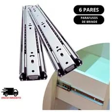 Kits de 6 pares(12un) de Corrediça Telescópica para Gavetas de 25 cm/35 cm/40cm/ 45cm /50cm (Escolha a Medida) Marca REN