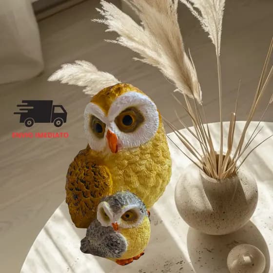 Coruja Filhote De Gesso - Simbolização De Luxo, Sabedoria, Riqueza, Sorte e Procriação para seu lar!